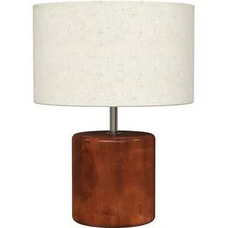 HOMCOM Rustikale Tischlampe, Nachttischlampe mit Holzfuß, Leinen-Lampenschirm, Kippschalter, für Schlafzimmer, Wohnzimmer, E27, 40W, Dunkelbraun   Aosom