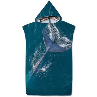 FANSU Surf Poncho Umziehhilfe Handtuch, Mikrofaser Badeponcho Strand Bademantel Badetuch für Erwachsene Damen und Herren Strandtuch Handtuch mit Kapuzen (75x110cm,Meeresoberfläche)