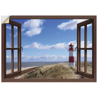 ARTland Wanddeko Wandtattoo selbstklebende Vinylfolie 100x70 cm Fensterblick Fenster Strand Meer Maritim Düne Leuchtturm Sylt Nordsee T5SC