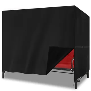 YMPPMKN Hollywoodschaukel Abdeckung 3-4 Sitzer Schwerlast 600D Oxford Gewebe mit Schnallen und Kordelzug,Wasserdicht, UV-Beständiges,Schutzhülle Hollywoodschaukel Winterfest (250*150*160cm,Schwarz)