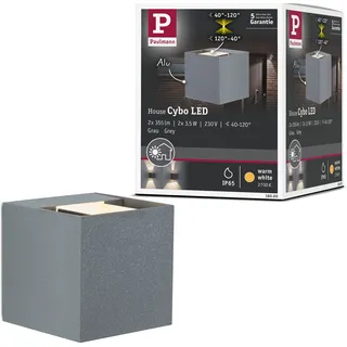 Paulmann Außenwandleuchte Aluminium 80x80mm 2x3,5W grau