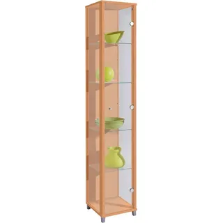 fif möbel Vitrine OPTIMA Höhe ca. 172 cm Standvitrine/Glasvitrine 1x Glastür,perfekt für Sammler,Sammlervitrine beige