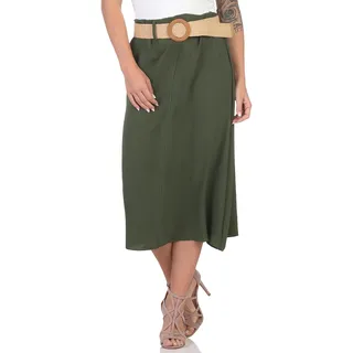 simaranda Damen Rock Langer Rock Sommerrock Strandrock Maxirock Stufenrock Lang 2602 34-38 (Oliv) - 34-38