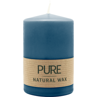 100% PURE, NATURAL WAX, Stumpenkerze, Nachtblau, WENZEL, 90/60 mm, Brenndauer ca. 25h, 100% plastikfrei