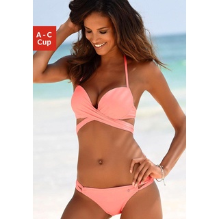 Push-Up-Bikini S.OLIVER Gr. 32, Cup A, orange (apricot) Damen Bikini-Sets Push-up-Bikini Bügel-Bikini Ocean Blue mit zusätzlichen Bindebändern