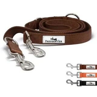Freudentier Hundeleine 2m, gepolstert & verstellbar braun 2 cm