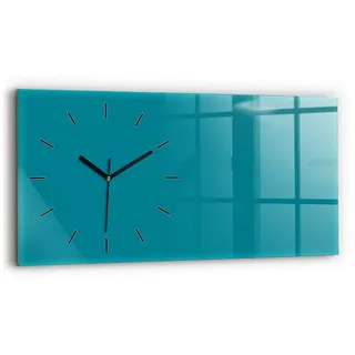 Tulup Wanduhr Glasuhr Rechteckige Wanduhr 60x30 cm Uhr aus Gehärtetem Glas blau