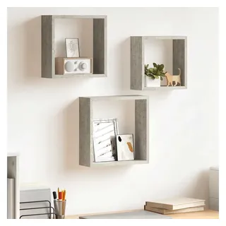 furnicato Regalwürfel Wand-Würfelregal Set 3er Betongrau MDF 30x10x30, 27x10x27, 24x10x24, Unsichtbare Wandhalterung für Deko-Regale mit 5 kg Belastbarkeit grau