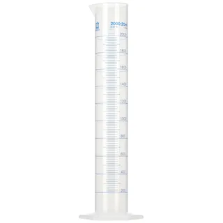 Brand Polypropylen Messzylinder, Hohe Form, Sechskantfuß, Transparent, 535mm Höhe, 2000mL Kapazität