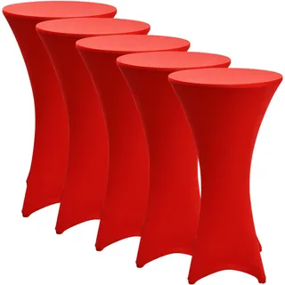 Beautissu Stehtischhusse Stretch Rot Ø 70 cm 5er Set