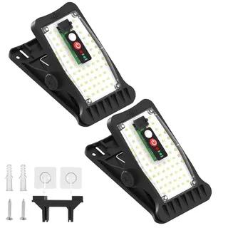 2 Stück Solarlampen Außen, Clip-on Solarleuchten mit Bewegungsmelder, 70 LEDs, 3 Farbtemperaturen, Garten, Zaun & Dachrinnen