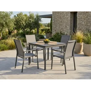 MWH Alutapo-Verona Gartenmöbelset, 4 Sessel , 1 Tisch 95x95cm