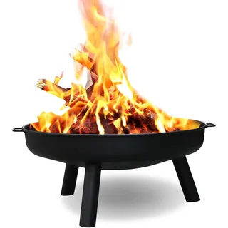 Daromigo Feuerschale Ø 82.5 cm, mit 2 Griffen und 3 abnehmbaren Füßen, große Feuerschale und Feuerkorb für Terrasse, Balkon, Garten und Patio, für Sommerpartys, Lagerfeuerheizung, Camping, schwarz