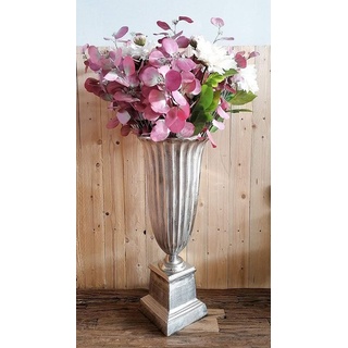 MichaelNoll Dekovase Vase Blumenvase Pokalvase - Dekovase Groß aus Aluminium Metall Silber - Bodenvase für Kunstblumen und Pampasgras - 68 cm oder 75 cm 75 cm