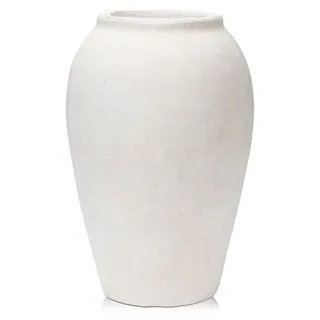 Handgefertigte Vintage Vase - Terracotta Tischvase für Wohnzimmer - Creme