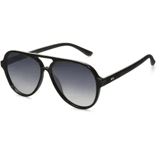 SOJOS Polarisiert Sonnenbrille Herren Damen Retro Quadratisch Brille 70er Vintage Groß Sonnenbrille SJ2201 mit UV400 Schutz, Schwarz Rahmen/Grau Linse - L
