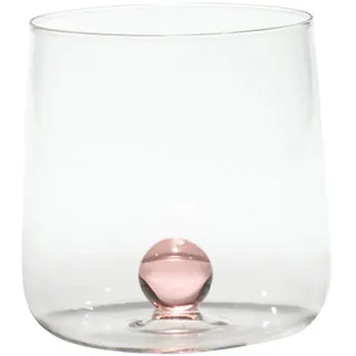 Zafferano Bilia Glasbecher - Handgemachtes Transparent Glas, Verziert mit bunter Glaskugel im Inneren, cl 44 h 90mm d 88mm - Set 6 Stück - rosa, BA00108