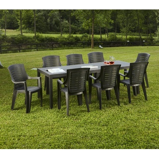 Dmora - Tisch für den Außenbereich, rechteckig, ausziehbar, Gartentisch, 100 % Made in Italy, 150 x 90 cm, Anthrazit