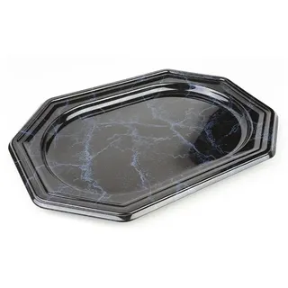 MONOUSO - Plastiktablett achteckig Marmor 27x19cm (5 Stück)