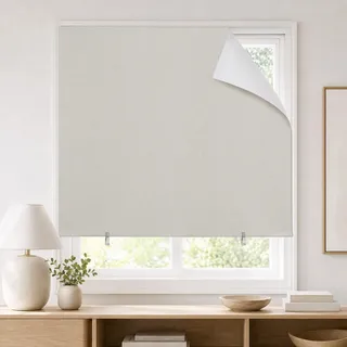 JILRON Glue Curtains, Selbstklebende verdunklungsvorhänge, rollos für Fenster ohne Bohren, Self-Adhesive Curtains, Klebe Vorhang für Schlafzimmer, Büro, Mieter (Helles Beige - W 119 x H 160 cm)