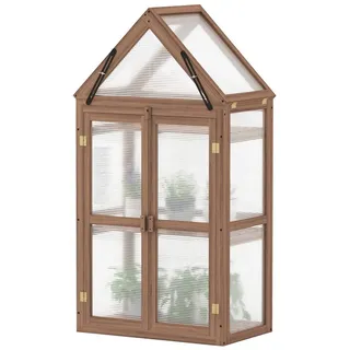 Costway 3-stöckiges Mini Gewächshaus 71 x 41 x 145 cm Braun