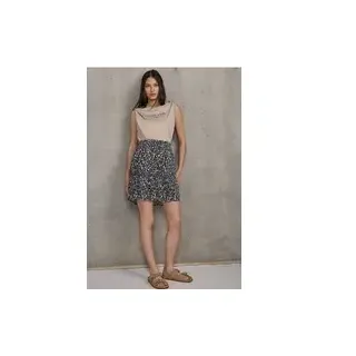 Street One Gemusterter Paperbag Rock - Beige