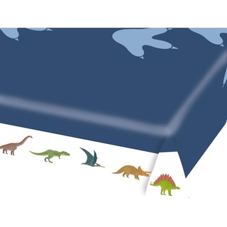 Amscan 9903975 - Tischdecke Fröhlicher Dinosaurier, Papier, Größe 115 x 175 cm, wasserabweisend, 3-lagig, Happy Dinosaur, Kinderparty, Mottoparty, Geburtstag