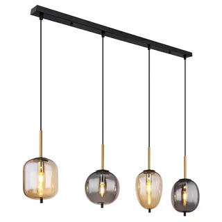 LED Hängeleuchte BLACKY, Metall, Schwarz, Rauchoptik, Glas, 4-flammig - Schwarz