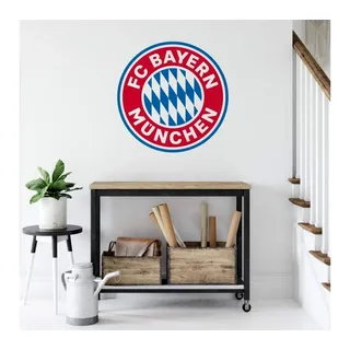 K&L Wall Art Wandtattoo Fußball Wandtattoo FC Bayern München Logo FCB Wappen kariert modern, Wandbild selbstklebend, entfernbar rot 100 cm x 100 cm