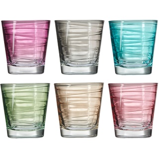 Leonardo VARIO Set 6 Becher klein farbig Sortiert, Glas, Bunt, 6 Stück (1er Pack), 6