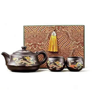 LuxusKollektion Teekanne Teekanne Set Farbwechsel Zisha Lila Sand 450ml, (1-St) braun|schwarz 19 cm x 9.5 cm