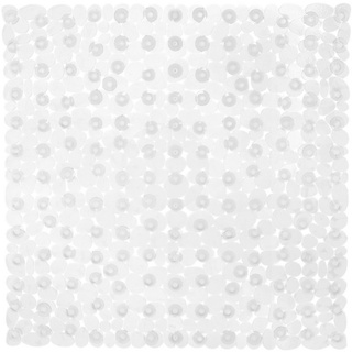 Duschmatte Duschmatte Steinoptik quadratisch relaxdays, Höhe 5 mm, Kunststoff, Transparent weiß
