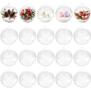 himaly 20 Stücke Acrylkugeln Transparent Set Christbaumkugeln Weihnachtskugeln Acryl Kugeln Durchsichtige Kunststoffkugeln Saisonal Dekoration Geschenk Weihnachtsbaumschmuck Party(100mm)