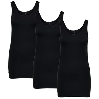 ONLY Tanktop ONLY 3er Pack Damen Top Live Love Long Basic Tank Tops schwarz XL (42)