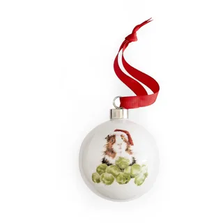 Royal Worcester Wrendale Designs Sprouts Christbaumkugel Meerschweinchen, Keramik, klein, Weiß