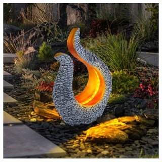 Globo LED Solarleuchte, LED-Leuchtmittel fest verbaut, Warmweiß, Solarleuchte Gartendeko Solar Skulptur Steinoptik Solarlampe gold grau