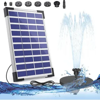 Solar Springbrunnen, Gartenbrunnen, Solarbrunnen, Wasserspiel Springbrunnen, 5.5W Solar Pumpe, Teichpumpe, mit 1500mAh Batterie, für Garten, Vogel...