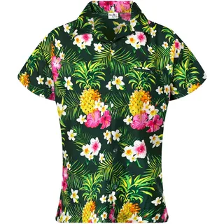 King Kameha Hawaii-Bluse Pineapple Flowers Petrol 38