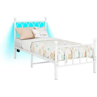 Fortuna Lai Metallbett, Weiß, Metall, 90x200 cm, Schlafzimmer, Betten, Metallbetten