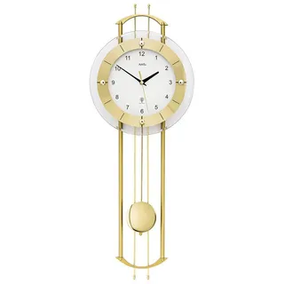 AMS Wanduhr Pendeluhr 5257, Funkuhr, modern, aus Aluminium, mit Mineralglas, Gold