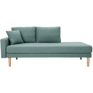 Skandinavische Chaiselongue aus graugrünem Stoff und hellem Massivholz B190 cm BERTILLE