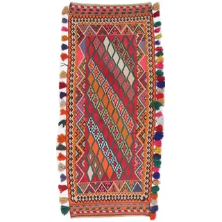 Nain Trading Orientteppich Kelim Fars 133x329 Handgewebter Orientteppich / Perserteppich Läufer, rechteckig, Höhe: 5 mm rot