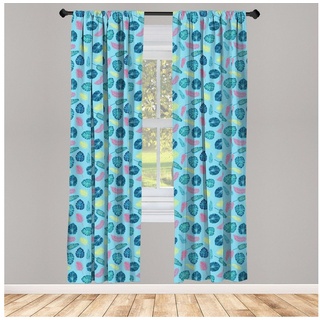 Gardine »Vorhang für Wohnzimmer Schlafzimmer Dekor«, Abakuhaus, Microfaser, Philodendron Bunte exotische Dschungel blau 150 cm x 245 cm