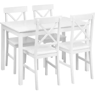 Beliani ESSZIMMER-SETBARLEE Pappelholz Weiß 4-Sitzer
