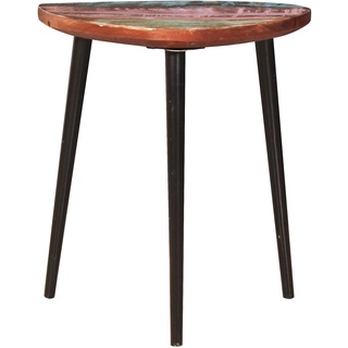 SIT Möbel Couchtisch dreieckig | recyceltes Altholz bunt | Gestell Metall schwarz | B 40 x T 37 x H 37 cm | 09143-98 | Serie RIVERBOAT