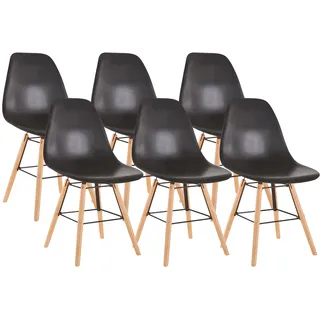 Set Aus Sechs Skandinavischen Fary Stühlen Schwarz - Schwarz