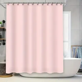 Rosa Duschvorhang, wasserdicht, Schlichtes Design, mit Haken 138x153cm/(WxH)