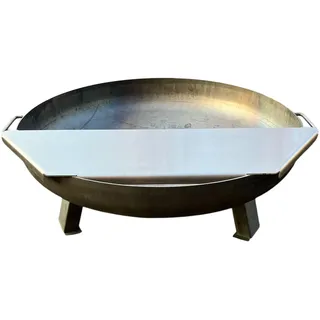 SOUK ONE Feuerplatte Plancha Feuerplatte aus Edelstahl 4mm, Grillplatte passend für Feuertonne 60 cm (Lieferung ohne Feuerschale)