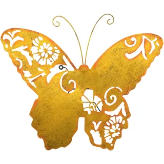 Wanddekoobjekt PAJOMA "Wanddekoration", gold, B:59cm H:50cm T:5cm, Metall, Wanddekoobjekte, Großer Schmetterling in gold