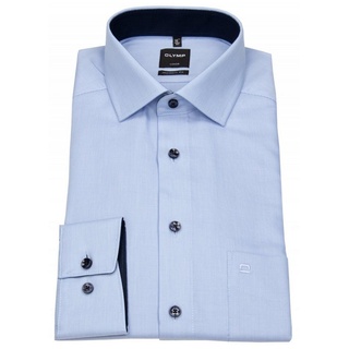 OLYMP Businesshemd Modern Fit leicht tailliert bügelfrei Kentkragen blau|weiß 38